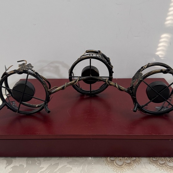 Vintage Black Metal Triple Candle Holder - Picture 7 of 7